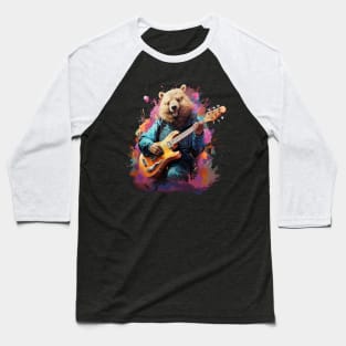 Wombat Playing Guitar Baseball T-Shirt